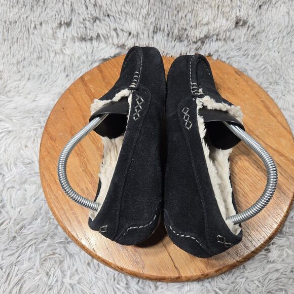 Ugg Ansley Womens Size 8 Black Suede Shearling/Sherpa Slippers  House Shoes - Picture 4 of 9